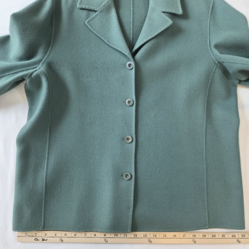 Talbots Petites 100% Wool Coat - Sage Green - Size 16P - Vintage - Picture 8 of 12